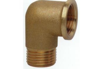 RACCORDO 90° OTTONE GIALLO 3/4" MF