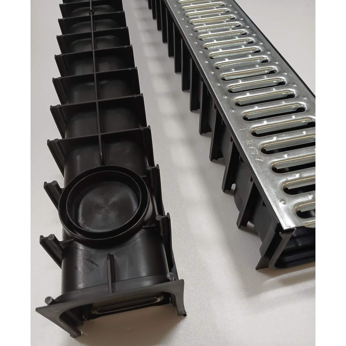 Kit 3 canalette acciaio taurus c/griglia cm 100x10x5+2 tappi