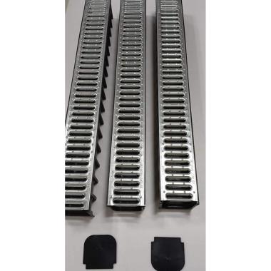 Kit 3 canalette acciaio taurus c/griglia cm 100x10x5+2 tappi