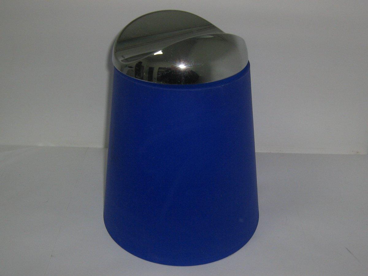 Pattumiera carlino cromo/blu satinato
